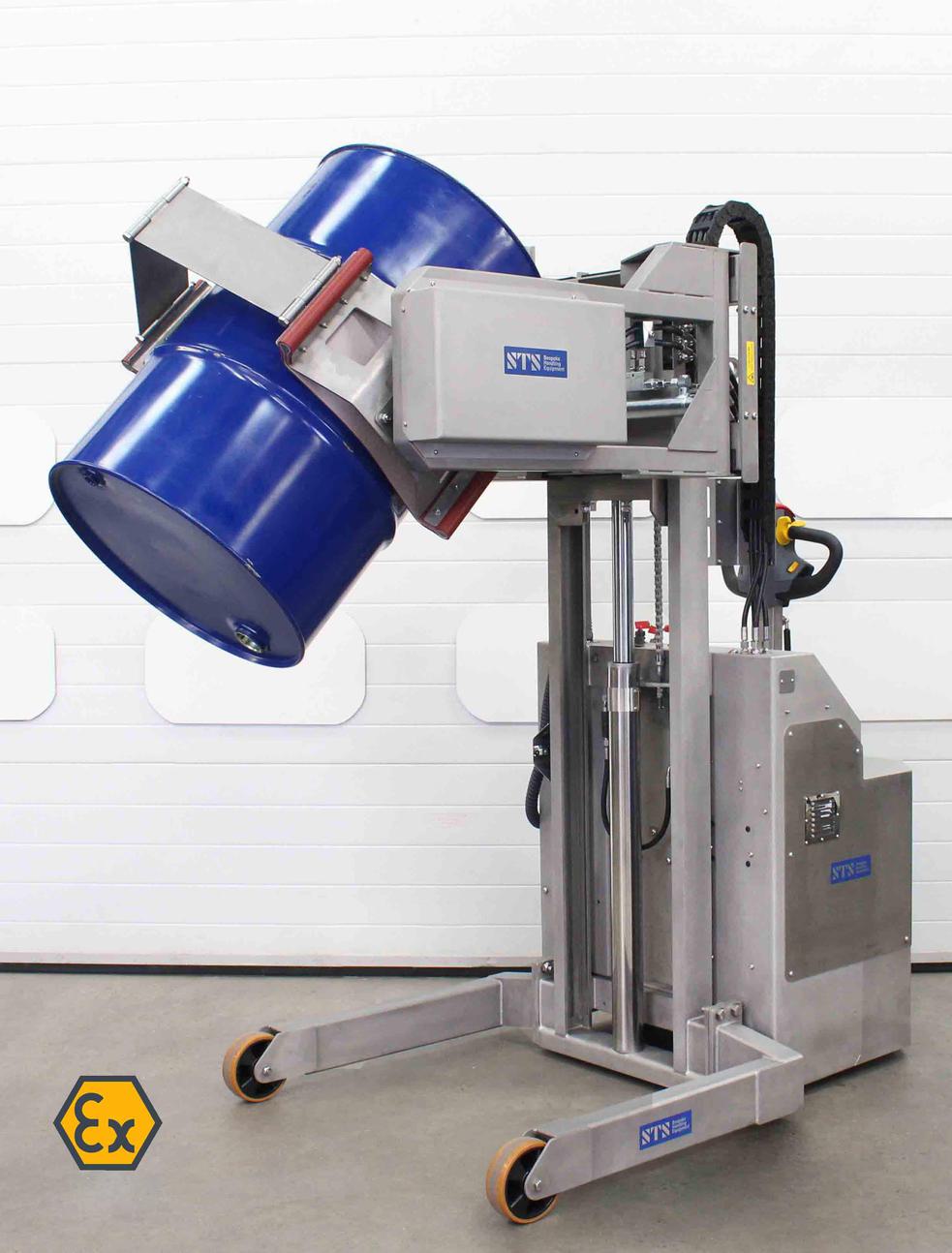 STS Power Drive Power Clamp Drum Rotator/Tipper (Pneumatic) Stainless Steel