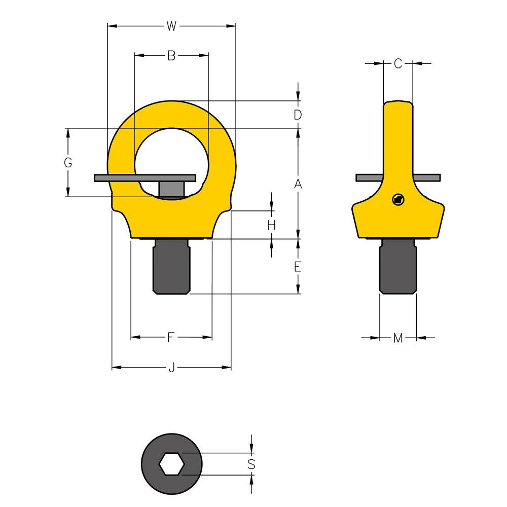 8-292K Key Eye Bolt Point - UNC Thread