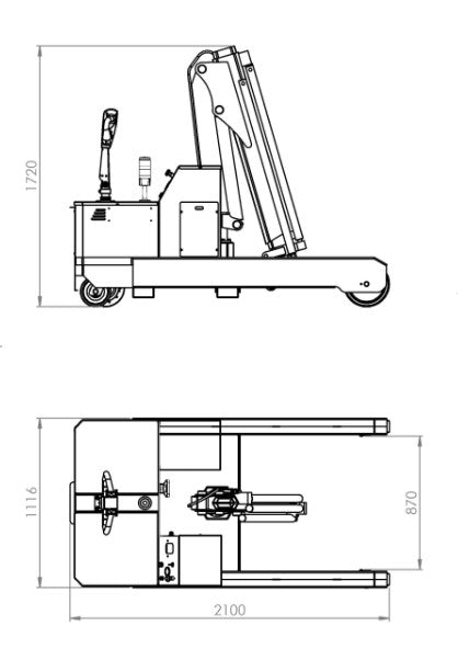 DIMENSIONS PICK AND CARRY 2 TONS CRANE OMNIA WITH CONTROL LEVERS