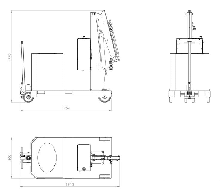 DRAWING MOBILE MANUAL MINI CRANE GZ1000BSER WITH RIGID ARM 1000  KG LIFTING CAPACITY