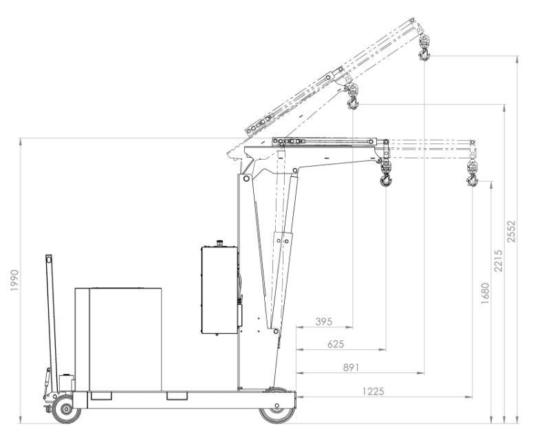 DRAWING SIDE VIEW MINI CRANE GZ1000BSER