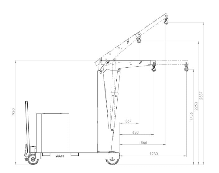 DRAWING SIDE VIEW MINI CRANE GZ1000B