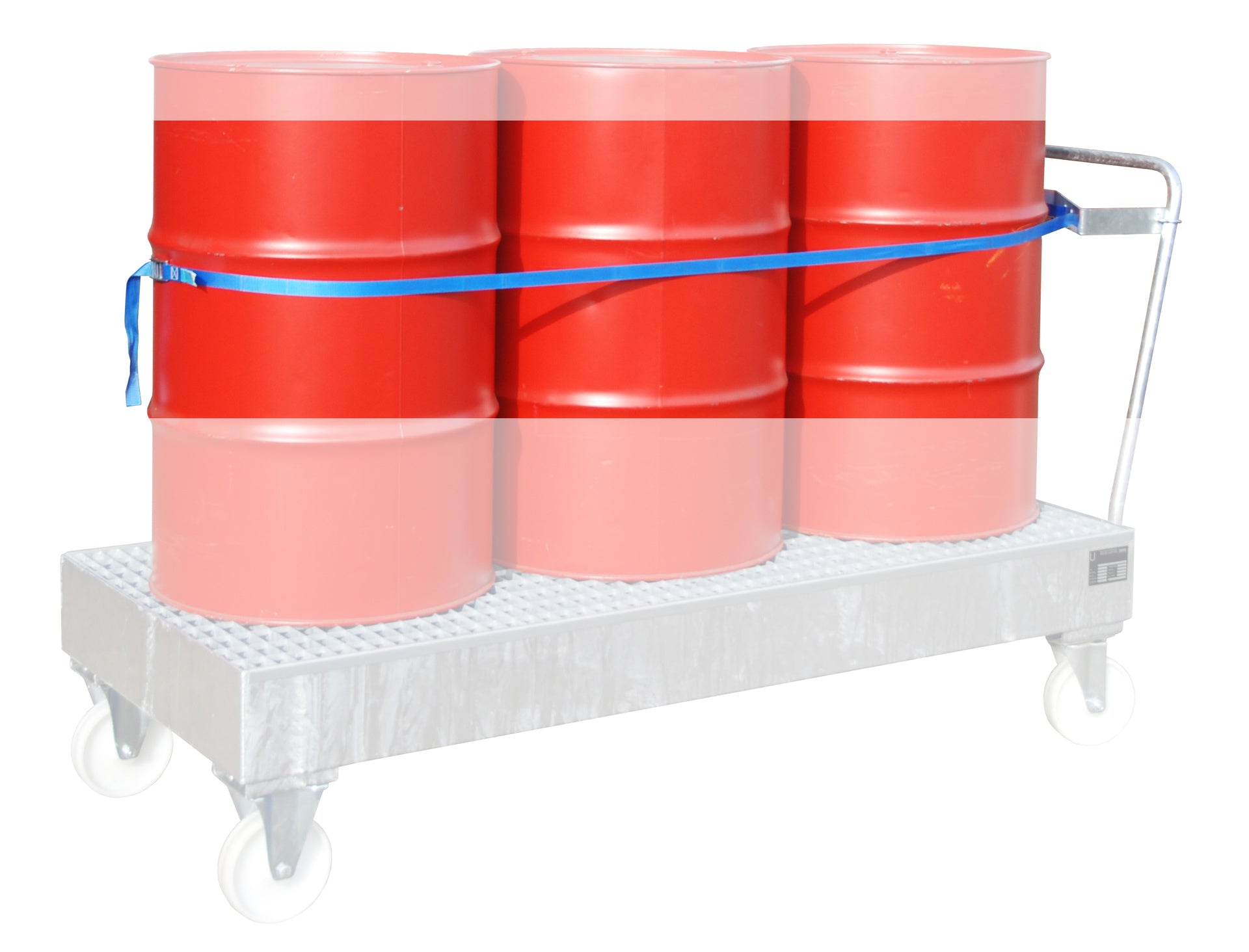 Fixture and Tension Belt for 3 x 200 Litre Drums