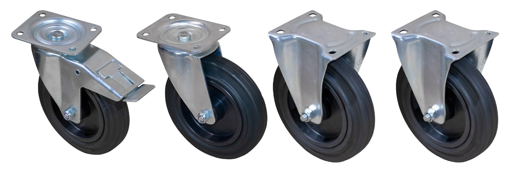 Set of Solid Rubber Swivel and Fixed Castors