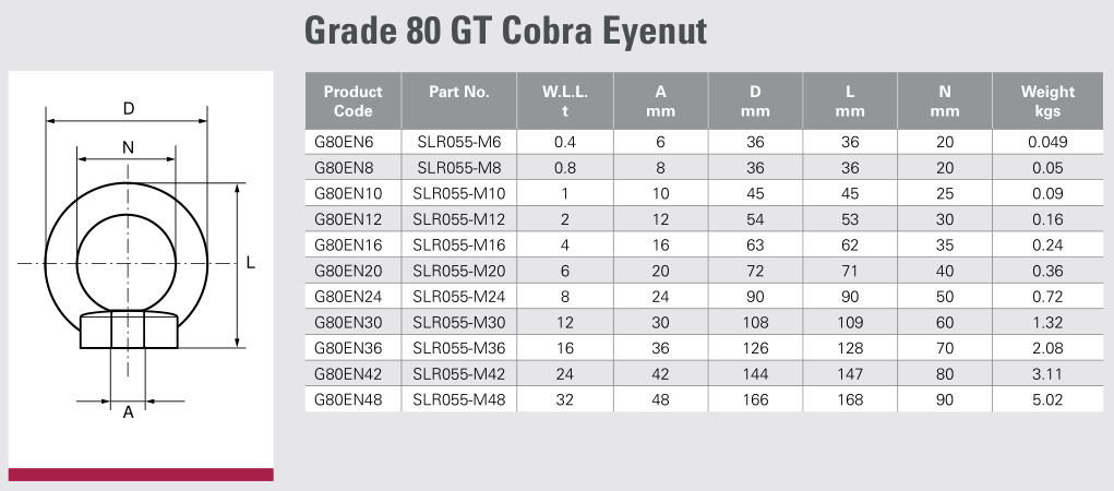 Grade 80 Eyenut
