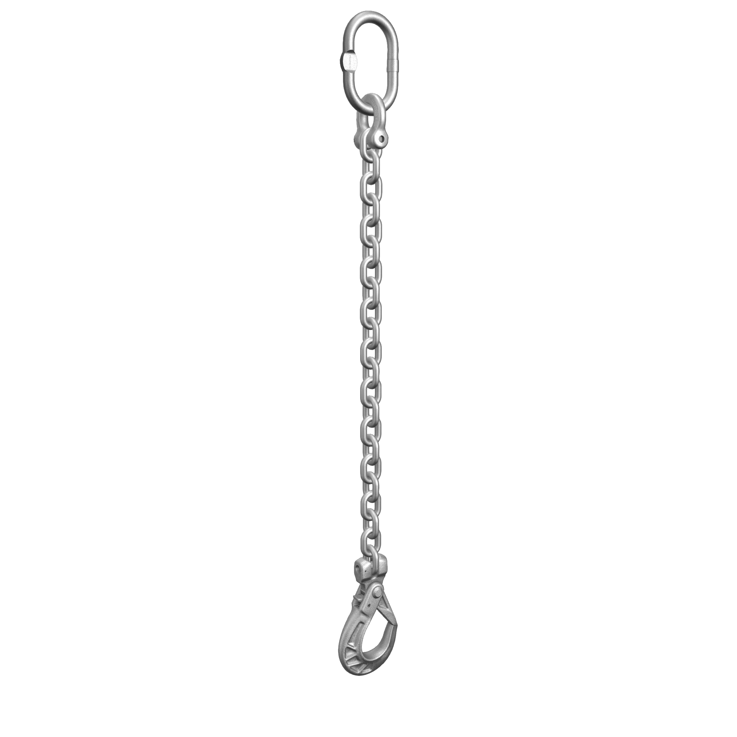 Single-leg Chain Sling - Mechanical assembly w/ Standard Connector - Safety (Self-locking) Hook (clevis)