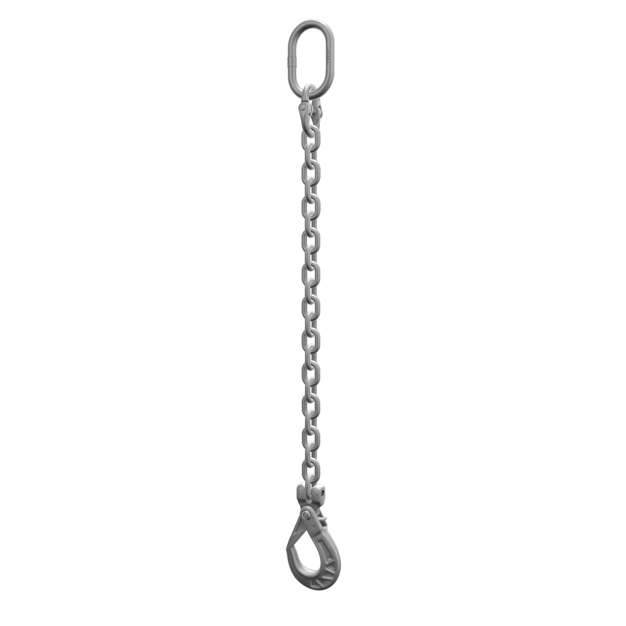 Single-leg Chain Sling - Mechanical assembly w/ Connecting Link - Safety (Self-locking) Hook (clevis)
