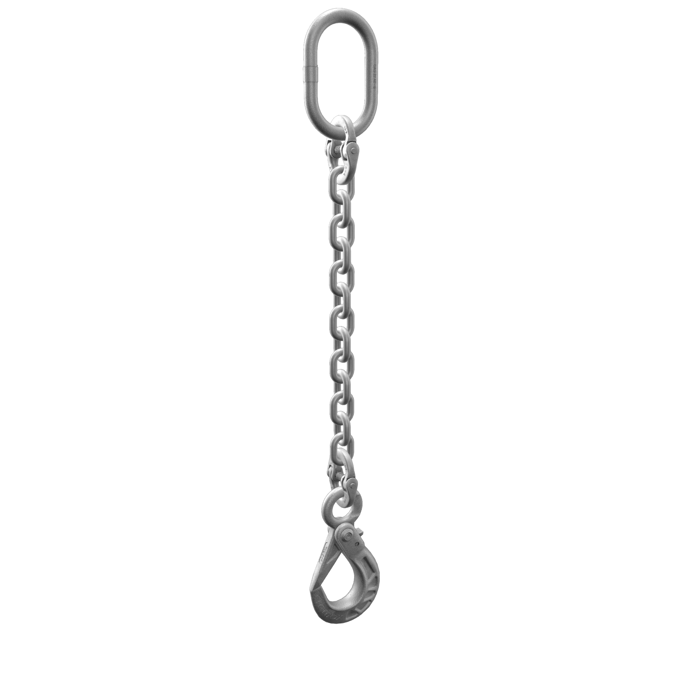 Single-leg Chain Sling - Mechanical assembly w/ Connecting Link - Safety (Self-locking) Hook (eye)