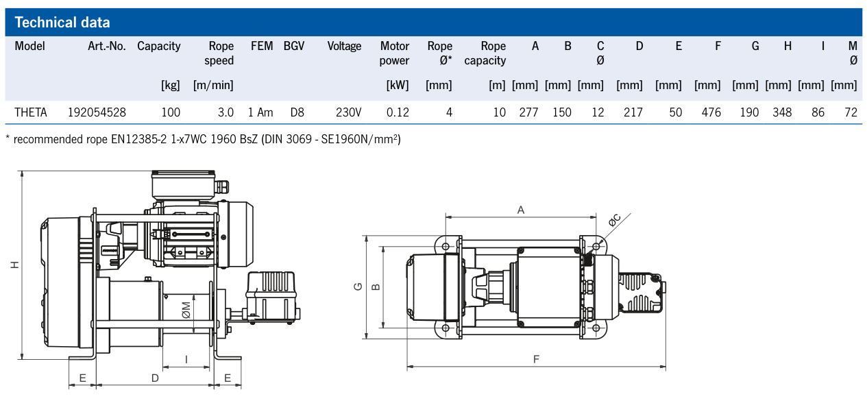 THETA Electric wire rope winch