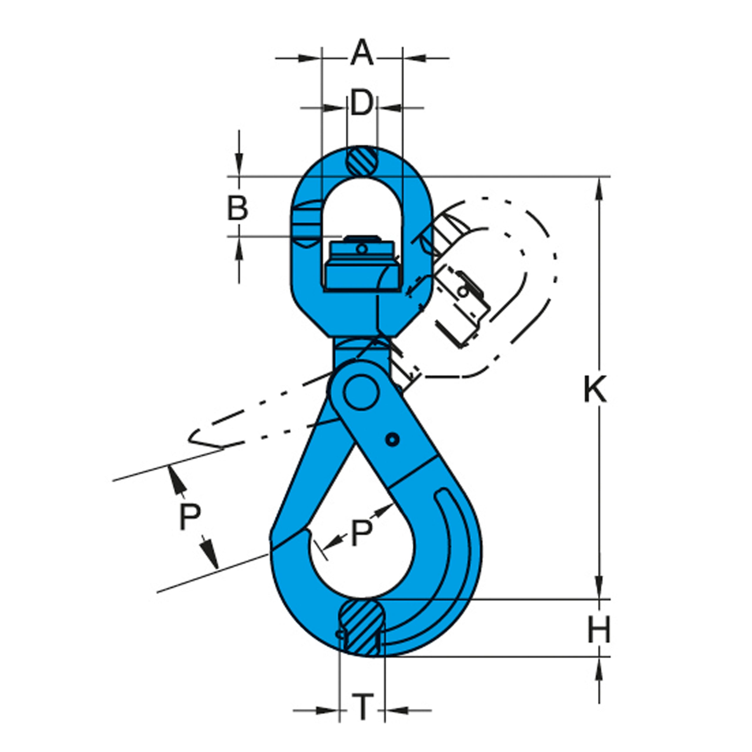 X-027N G100 Swivel Self Locking Ball Bearing Hook