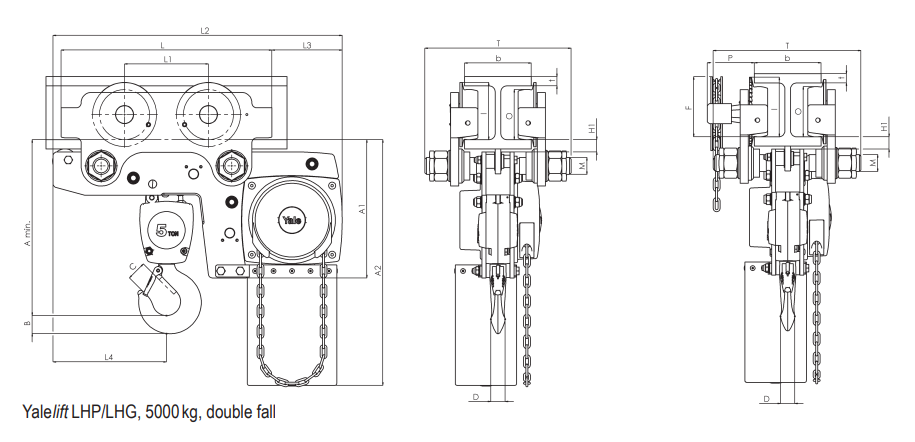 Yalelift 360 Low Headroom Hand Chain Hoist with Integrated Trolley